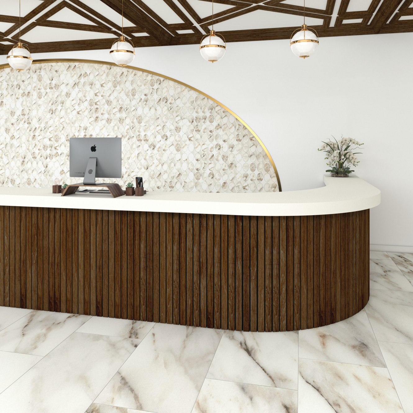 Savoir Cafe 24x48 and Oval Dot Mosaic