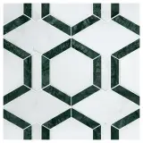 Specialty Mosaic Collection East White, Asian Carrara Ultra Premium And Dutchess Green 6×12 Metro Hex Mosaic Honed