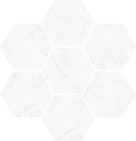 Carrara 12×11 Hexagon Mosaic Honed Rectified