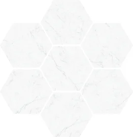 Carrara 12×11 Hexagon Mosaic Honed Rectified