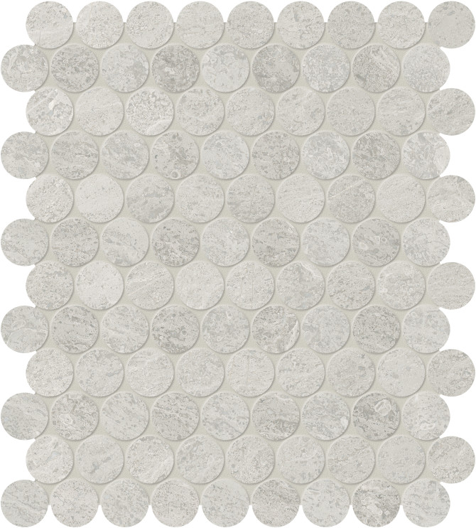 Anciano Grigio 1-1/4″ Penny Round Mosaic Honed