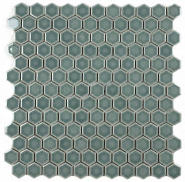 Mosaics Teal 1″ Hexagon Mosaic Gloss