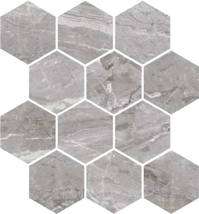 Marmo Gray 9×11 Hexagon Mosaic Polished