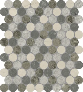 Waterjet Stone Mosaics Terra 1-1/4″ Penny Round Mosaic Mixed Waterjet Stone Mosaics Terra 1-1/4″ Penny Round Mosaic Mixed