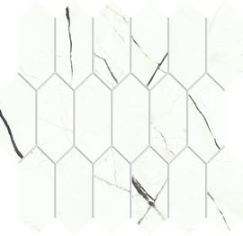 Beyond Calacatta Glam White 2×5 Picket Mosaic Matte