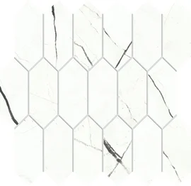 Beyond Calacatta Glam White 2×5 Picket Mosaic Matte