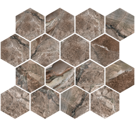 Stowe Brown 3″ Hexagon Mosaic Textured Rectified