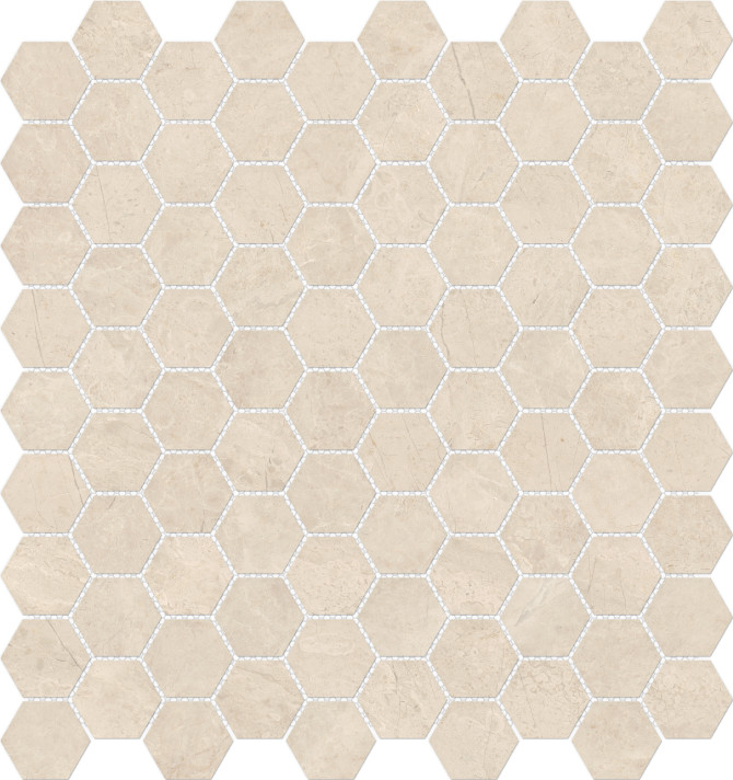 Caspar Ivory 1-1/4″ Hexagon Mosaic Polished