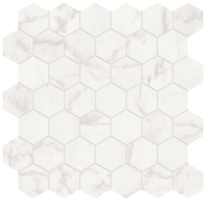 Majesto Ariel Bianco 2″ Hexagon Mosaic Honed