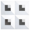 Pietra Visivo Collection Thassos Select Polished, Morning Blue Polished, Blue De Savoi Polished, And Basalto Honed 6×6 Fordham Focal Mosaic Mixed