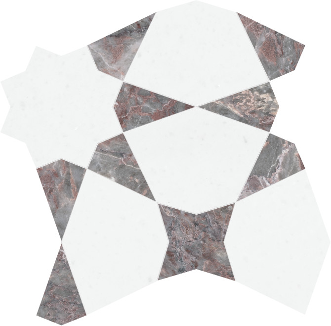 Waterjet Stone Mosaics Burgundy 9×9 Stellar Mosaic Honed
