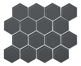 Glass Essentials Graphite 3″ Hexagon Mosaic Glossy