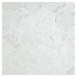 Basic Mosaic Collection Italian Carrara Light Select 3-1/2″ Hexagon Mosaic Honed