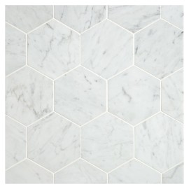 Basic Mosaic Collection Italian Carrara Light Select 3-1/2″ Hexagon Mosaic Honed