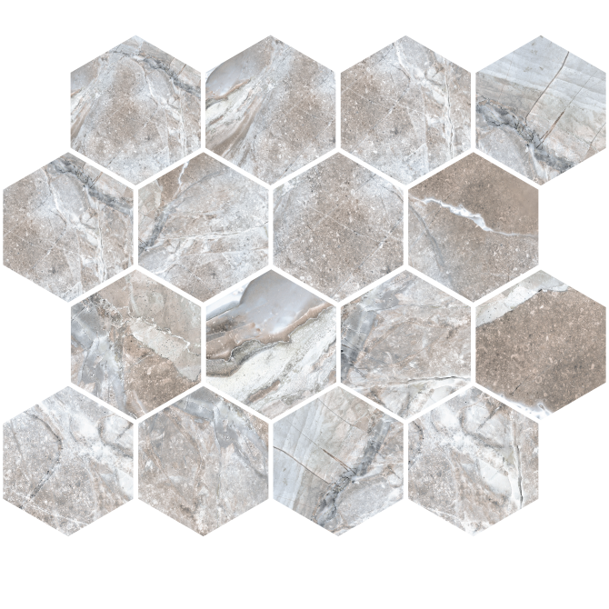 Stowe Gray 3″ Hexagon Mosaic Textured Rectified