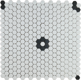 Cafe White Matte And Black Matte 11×11 Fleurette Mosaic Matte
