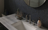 Hexes and Os Black 3/4 Penny Round Mosaic Glossy