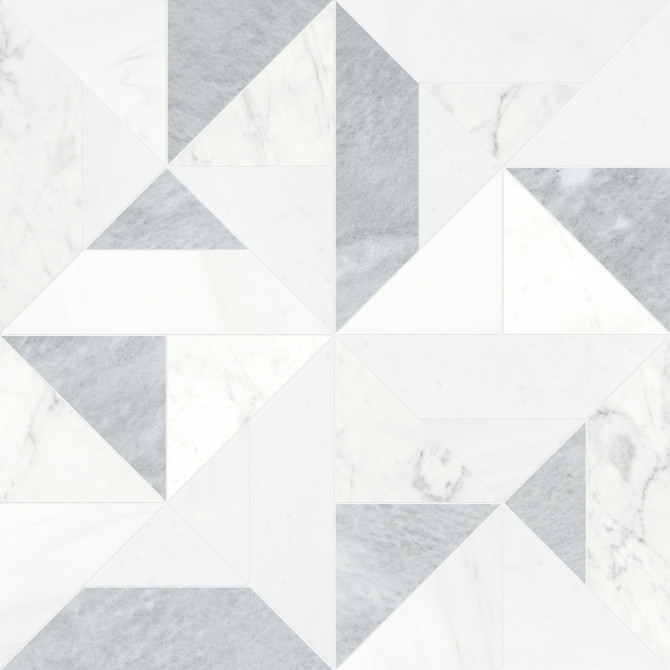 Waterjet Stone Mosaics Polar 16×16 Tria Mosaic Honed