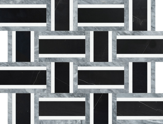 Waterjet Stone Mosaics Monochromo 12×15 Cesto Mosaic Polished