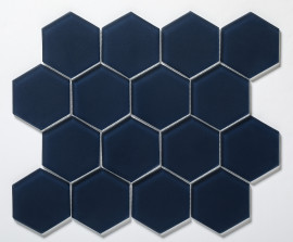 Glass Essentials Midnight 3″ Hexagon Mosaic Matte