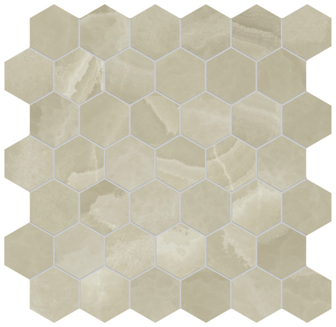 Lustra Onyx Hazel 2″ Hexagon Mosaic Honed