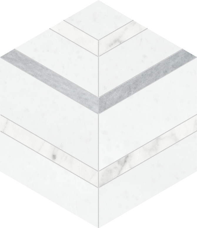 Waterjet Stone Mosaics Dove 5×6 Hexo Mosaic Honed