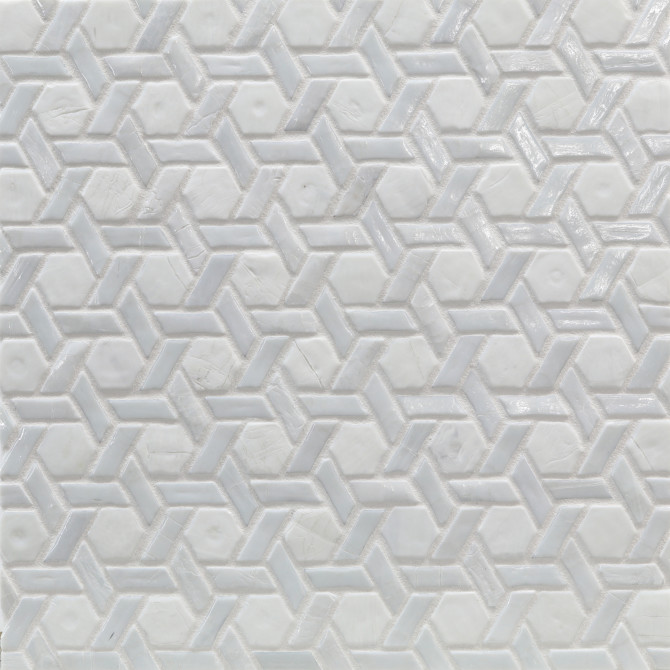 Elements Bright White 12×12 Cane Mosaic
