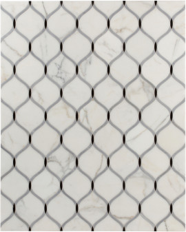 Jet Set Calacata 8×11 Starlet Mosaic Honed