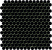 Hexes And O’S Black 3/4″ Penny Round Mosaic Glossy
