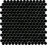 Hexes And O’S Black 3/4″ Penny Round Mosaic Glossy