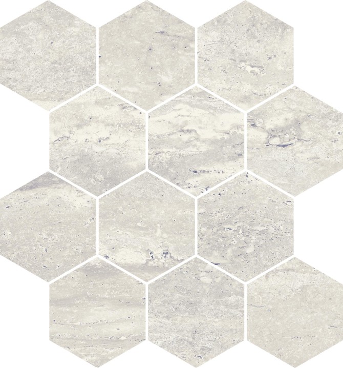Travertine Roman 9×11 Hexagon Mosaic Matte