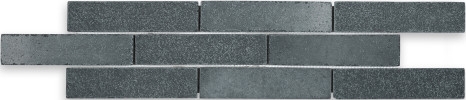 Thin Brick Lime Black 2×8 Mosaic Tumbled