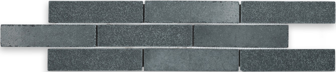 Thin Brick Lime Black 2×8 Mosaic Tumbled