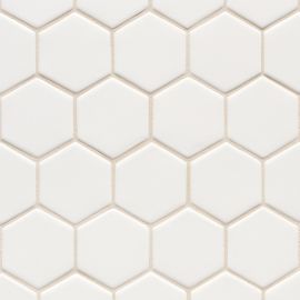 6th Avenue White 2×2 Hexagon Mosaic Glossy