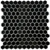 Mosaics Black 1″ Hexagon Mosaic Gloss
