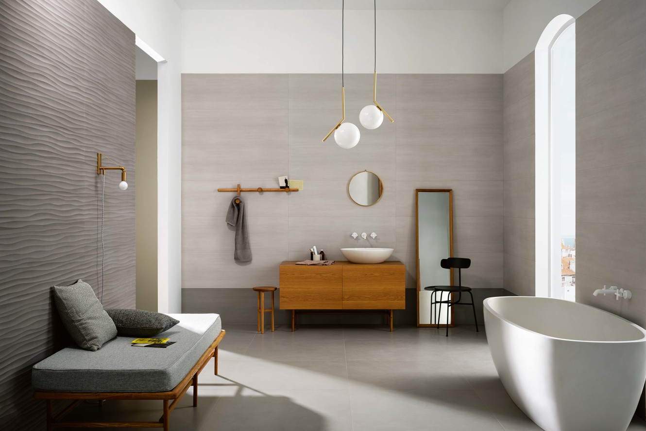 Materika Grigio 16x48 Flat, and Fango 16x48 Flat and 16x48 Wave