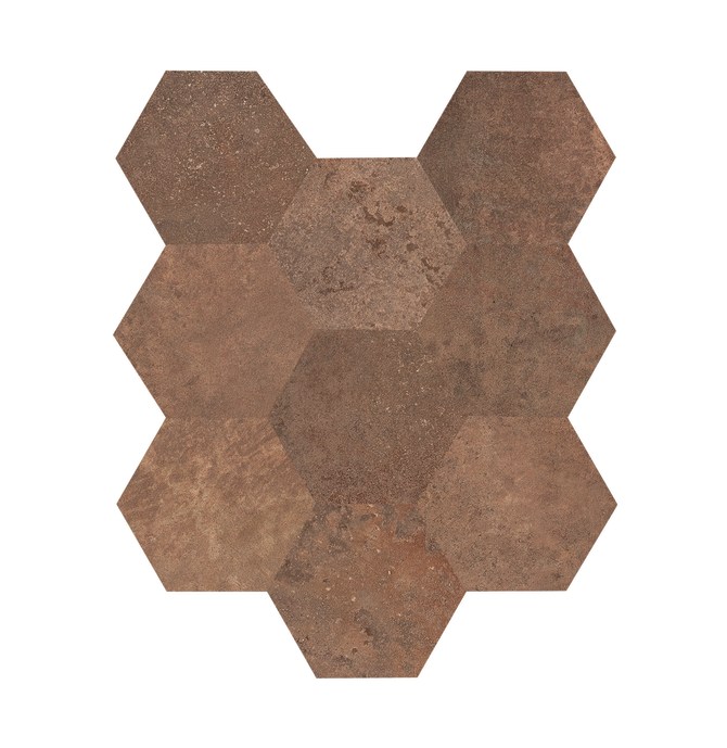 Alchemy Copper 11×13 3D Hexagon Mosaic Rectified