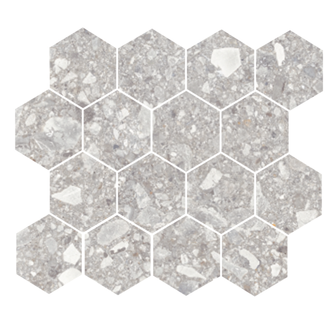 Santiago Light Gray 3″ Hexagon Mosaic Rectified