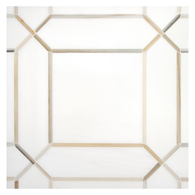 Specialty Mosaic Collection Bianco Dolomiti Select Honed And Oro Striato Polished 8×8 Pickets Mosaic Mixed