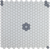 Cafe White Matte, Paris Gray Matte, And Slate Gray Matte 11×11 Fleurette Mosaic Matte