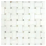 Basic Mosaic Collection Bianco Dolomiti Select Honed And Oro Striato Polished 12×12 Traditional Basketweave Mosaic