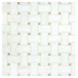 Basic Mosaic Collection Bianco Dolomiti Select Honed And Oro Striato Polished 12×12 Traditional Basketweave Mosaic