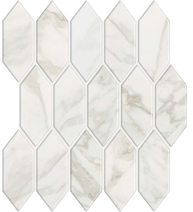 Ami White 2×5 Picket Mosaic Satin