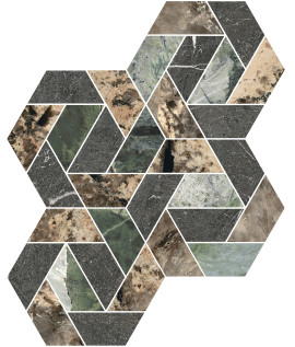 Heritage Luxe Heritage Brown & Emerald & Flame 15×19 Maze Mosaic Glossy