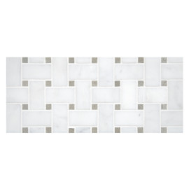 Fine Mosaic Works Asian Carrara Ultra Premium Honed And Cinderella Gray Polished 12×12 Basketweave Mosaic Mixed