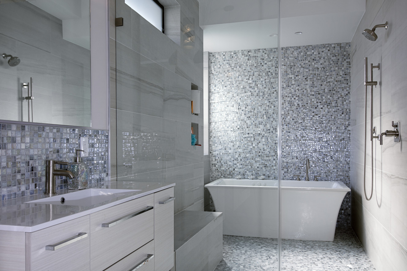 Agate Lucca Pearl 1x1 Mosaic and Rio Mosaic