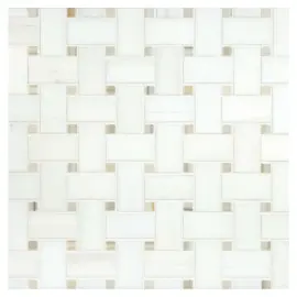 Basic Mosaic Collection Bianco Dolomiti Select Honed And Oro Striato Polished 12×12 Traditional Basketweave Mosaic