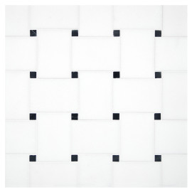Fine Mosaic Works Thassos Select Honed And Nero Marquina Honed 11×11 Bold Basketweave Mosaic Honed
