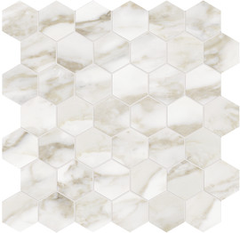 La Marca Calacatta Paonazzo 2″ Hexagon Mosaic Honed