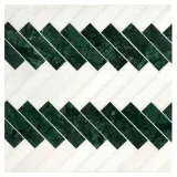 Basic Mosaic Collection Bianco Dolomiti Select Honed And Dutchess Green Honed 1×4 Pairingbone Mosaic